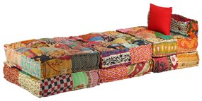 Canapea puf modulara cu 3 locuri, petice, material textil 1, Peticit, Canapea cu 3 locuri cu spatar si suport pentru picioare
