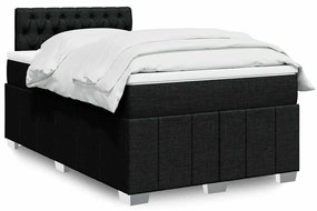 vidaXL Pat box spring cu saltea, negru, 120x200 cm, textil
