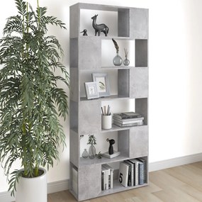vidaXL Bibliotecă/Separator cameră, gri beton, 80x24x186 cm, PAL
