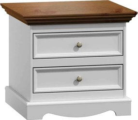 Noptieră lemn masiv nuc Linea Alb-, 59,5 × 44,2 × 53,2 cm