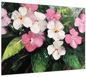 Tablou - Flori roz și albe (70x50 cm)