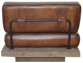 Modul canapea 90 cm, maro, din piele naturala, Oxford
