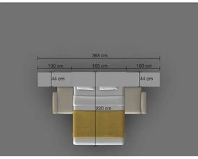 Set pat rabatabil dublu cu somiera inclusa, canapea 3 locuri si 2 biblioteci(100 cm) - ROYAL XL 160 - SOFA &amp; BIG BOOKCASES SET (160X200)