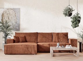 Colțar arămiu extensibil/cu spațiu de depozitare cu tapițerie din chenille (cu colț pe partea stângă/cu șezlong) Maze – Maison de Rêve