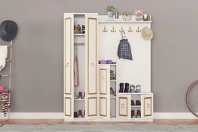 Cuier hol cu pantofar alb -auriu,Vera Homs 183 x 35 x 150 cm 