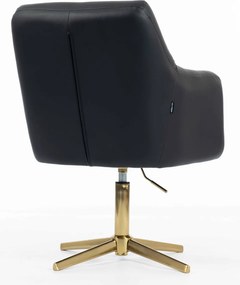 HR840CROSS Scaun Negru Piele Ecologica cu Bază Aurie