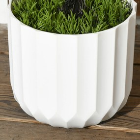 Set 2 Plante Artificiale cu Ghiveci de Ø12x16 cm, Muschi si Ciment, Plante Artificiale de 90cm din PE si Plastic, Verde-Alb HOMCOM | Aosom RO