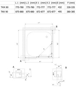 Cabina de dus Kolpasan, Eco Quat patrata 80 x 80 profil negru mat