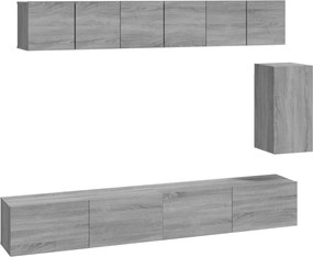 vidaXL Set dulapuri TV, 6 piese, gri sonoma, lemn prelucrat