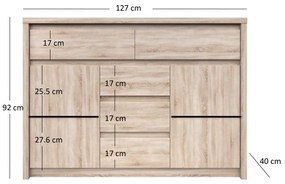Comodă Noella 2D5S (Stejar sonoma). 1053127