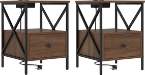 vidaXL Dulap de noapte 2 pcs Stejar închis 41,5 x 40,5 x 55 cm