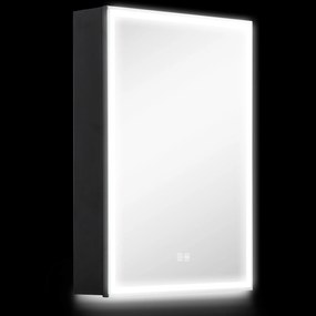 HOMCOM Dulap cu Oglindă pentru Baie cu Lumini LED și Priză pentru Aparat de Ras, Dulap Suspendat cu Funcție Anti-Ceață, Reglare Luminozitate, 3 Culori, Negru | Aosom Romania