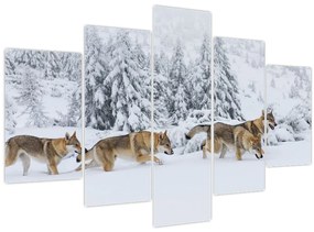 Tablou - Lupi în munți (150x105 cm)