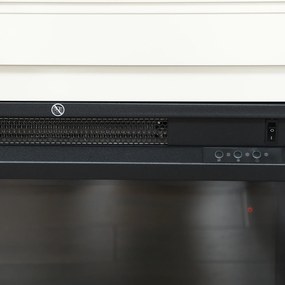 HOMCOM Șemineu Electric cu Flacără în 12 Culori și 5 Niveluri de Luminozitate, Telecomandă și Timer, 98x25x80 cm, Alb și Negru | Aosom Romania