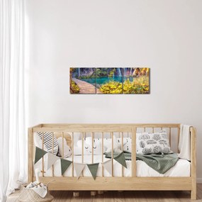 Tablou - Lacurile Plitvice, Croația (cu ceas) (90x30 cm)