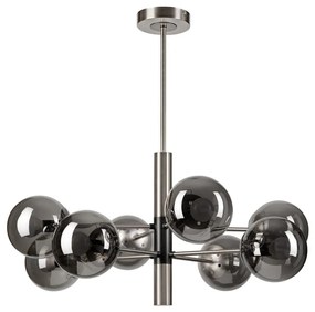 Lustră pe tijă ROLLO 8xE14/5W/230V crom mat/fumuriu