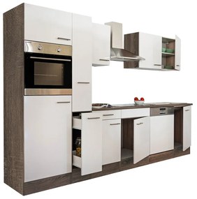 Mobilă de bucătărie Yorki 310, corp din stejar Yorki, cu față alb satinat