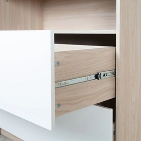 Comodă de copii albă-în culoare naturală cu aspect de lemn de stejar cu masă de schimbat 88x98x75 cm Cabane – Roba