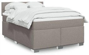 vidaXL Pat continental cu saltea gri taupe 140x200 cm material textil