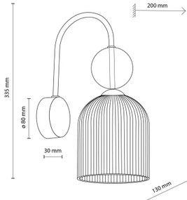 Aplica de perete SOPHIA, 1xE14/10W/230V, negru/bej fumuriu