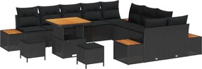 vidaXL Set de canapele pentru grădină 13 pcs Negru Rattan poli