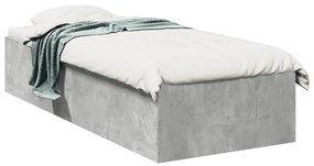 vidaXL Cadru de pat, gri beton, 90x190 cm, lemn prelucrat