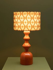 Lampa de masa portocalie din metal , cu abajur din bumbac , "Groovy"