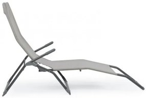 Sezlong pliabil gri din metal si poliester, Bolzano Bizzotto
