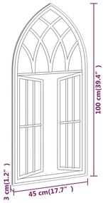Oglinda de gradina, negru, 100x45 cm, fier uz exterior 1, Negru, 100 x 45 cm