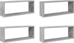 vidaXL Rafturi de perete cub, 4 buc, gri beton, 60x15x23 cm, PAL