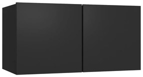 Set dulap TV, 2 piese, negru, PAL 2, Negru, 60 80 x 30 x 30 cm
