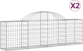 vidaXL Coșuri gabion arcuite 2 buc, 200x30x60/80 cm, fier galvanizat