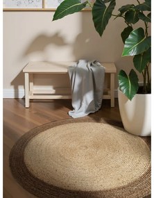 Covor grej reversibil, țesut manual rotund din iută ø 160 cm Jutta Greige – Hanse Home