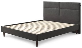 Pat matrimonial 180x200 cm negru tapițat cu somieră Elyna – Bobochic Paris