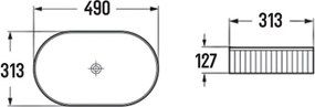 Mexen Grovo lavoar montat pe blat canelat 49 x 31 cm, alb - 22304900