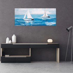 Tablou - Pictură yacht pe mare (120x50 cm)