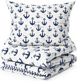 Lenjerie de pat din bumbac NAVYSTA POLY albastru-alb Dimensiune lenjerie de pat: 2 buc 70 x 90 cm | 200 x 220 cm