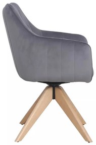 Scaun de bucătărie Azalia D Velvet, gri / stejar