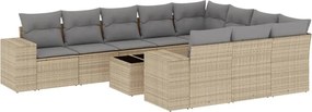 vidaXL Set canapele de grădină cu perne, 11 piese, bej, poliratan
