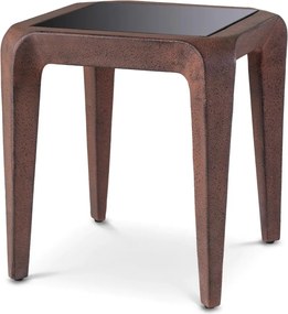 Masuta laterala LUX, Aluminiu Reciclat, Sticla Neagra, Quentin