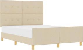 vidaXL Cadru de pat cu headboard Crem 140 x 190 cm țesătură