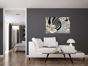 Tablou - 3D Flori aurii (90x60 cm)