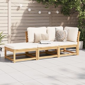 3214304 vidaXL Set mobilier de grădină cu perne, 3 piese, lemn masiv acacia