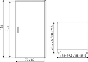 Cabină de duș pătrată Hera 90x90 cm cu ușă batantă fără cădiță de duș