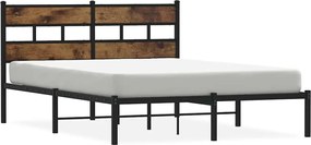 vidaXL Cadru pat metalic fără saltea, stejar fumuriu, 150x200 cm