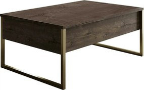 Masuta cafea Luxe, nuc/auriu, PAL/metal, 90x60x40 cm