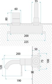 Baterie de lavoar incastrata Rea Lungo Diamond cupru + BOX