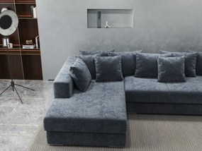 Colțar extensibil dumonde cu ladă de depozitare si sezut confortabil din spuma high-density, Gloria Euphoria Grafit 320x183 cm