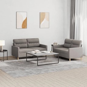 vidaXL Set de canapea cu perne, 2 piese, gri taupe, material textil