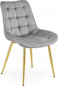 Scaun Bucatarie/Dining Joy Gri Deschis Catifea, Picioare Metalice, Finisaj Auriu